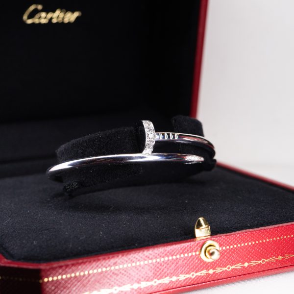 Cartier Juste Un Clou 18K White Gold Diamond Bracelet Size 18 CA02-051023